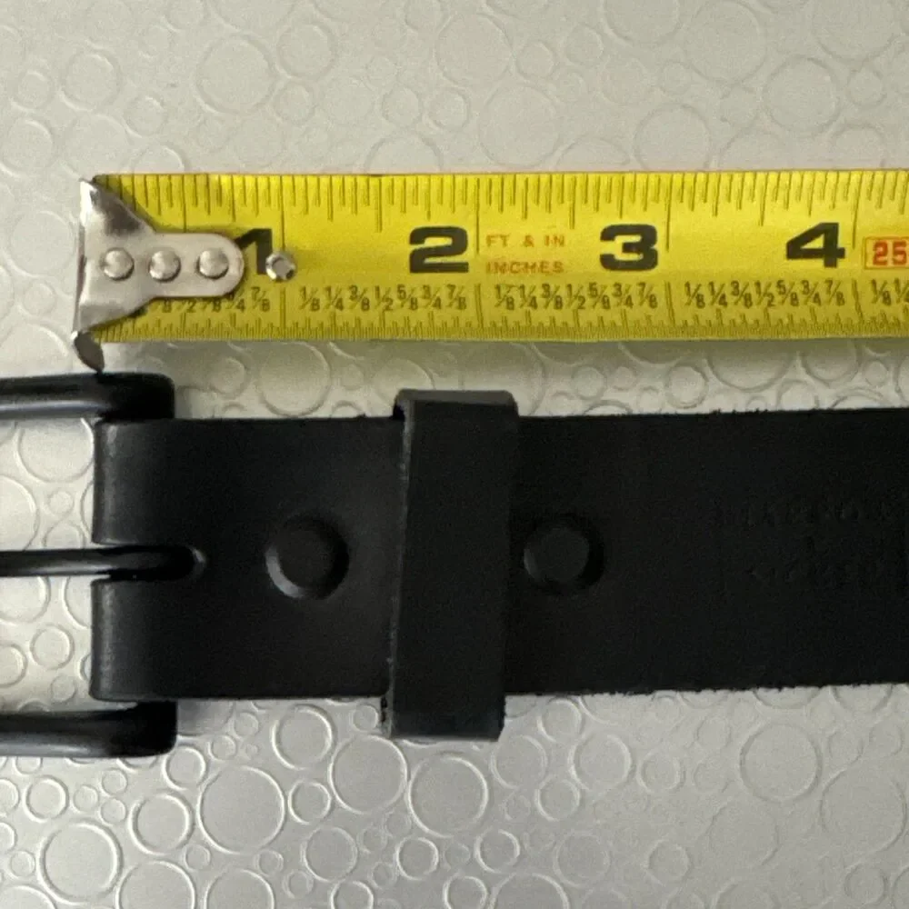 Harrow Sickle Black Leather Belt 38 Interchangeable Buckle Chicago Screws USA